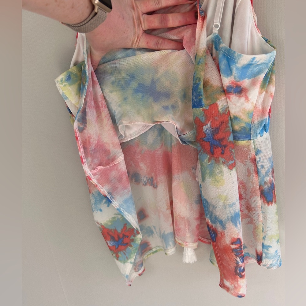 VENUS Y2K Babydoll Sheer Mesh Asymmetric Fairy Cami Coquette Tie Dye Boho Size M - Picture 10 of 12
